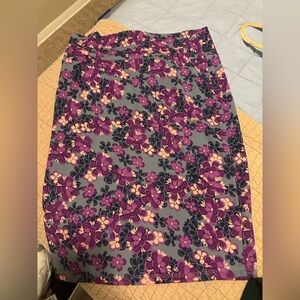 LuLaRoe Purple and Blue Floral Pencil Skirt